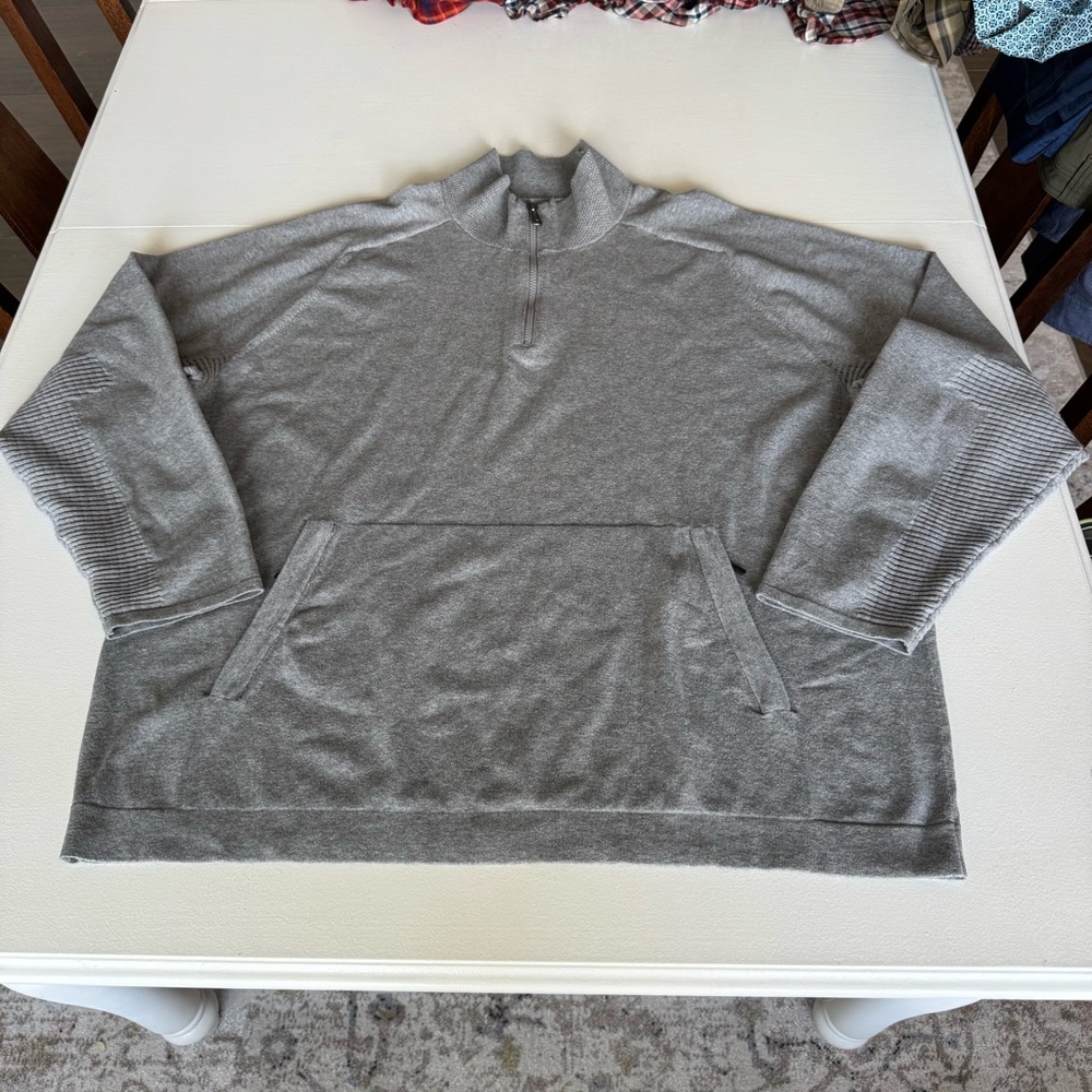Duluth Trading Co Men's 2XL Gray 1/4 Zip-Up Sweater Cotton Nylon Zip Pocket